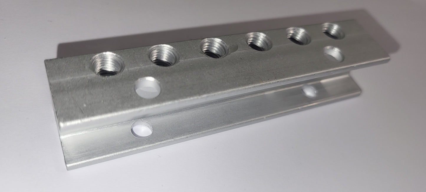 6 outlet aluminium manifold (front and top mount, smaller spacing)